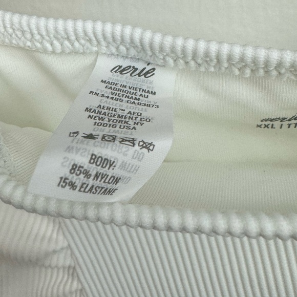 Aerie Ribbed White Full Coverage High Waisted Bikini Bottoms Size XXL - Picture 4 of 7